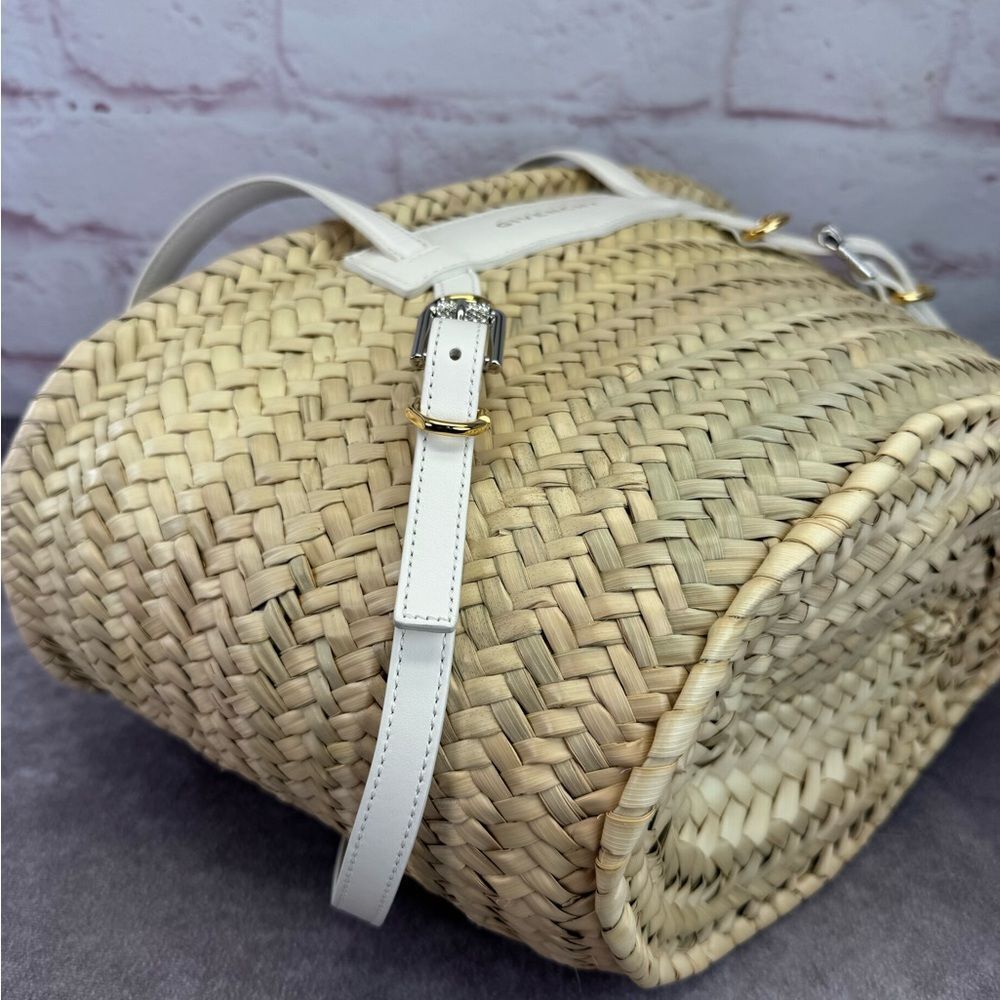 Givenchy Raffia Straw Beige White Women Bucket Summer Bag - Picture 7 of 12